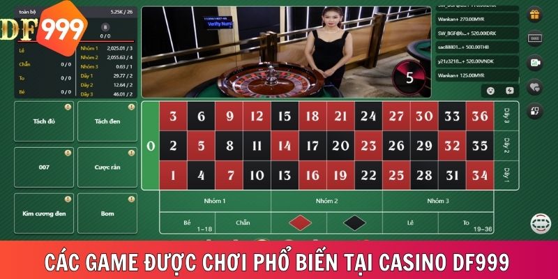 Các game casino phổ biến được chơi nhiều nhất DF999